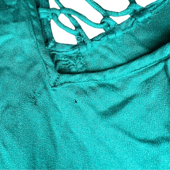 Free People 100% Modal Teal + Sky Blue + Banana Dress Tied Open Light Natural - Picture 5 of 8